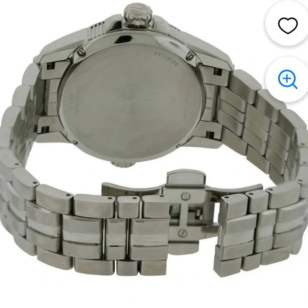 Bulova Silver White Dial Stainless Steel Men's Automatic Watch with Blue Accent